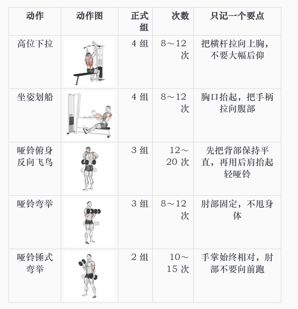 我让 Codex 制定了一套新手健身三分化计划